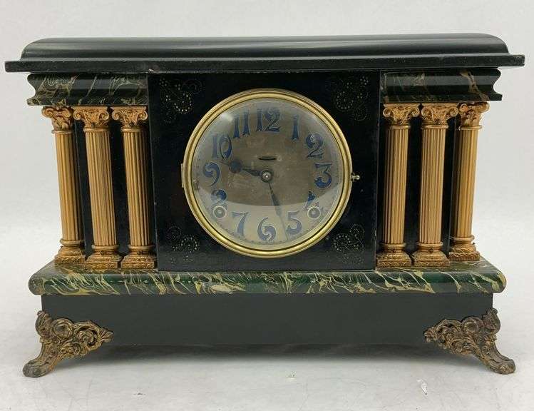 E. Ingraham Mantel Clock with Faux Marble image
