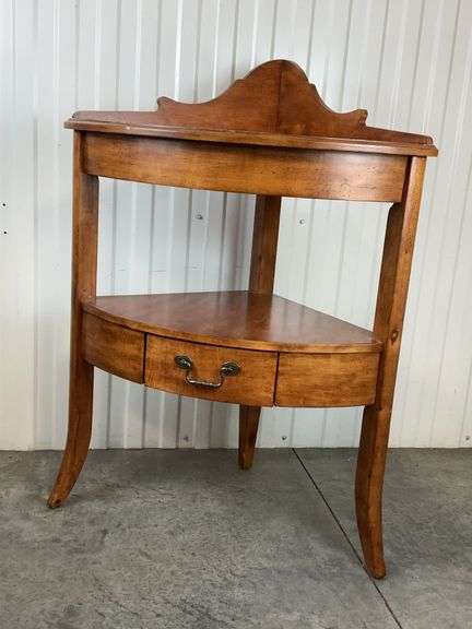 Vintage Mahogany Corner Table with Drawer image