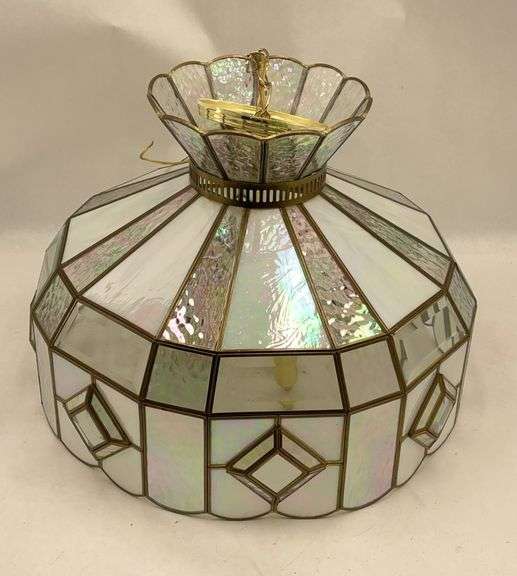 Iridescent Stained Glass Style Hanging Lamp image