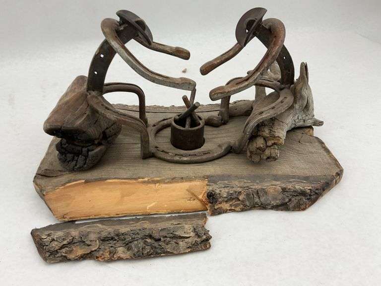 Horseshoe Cowboy Campfire Sculpture image