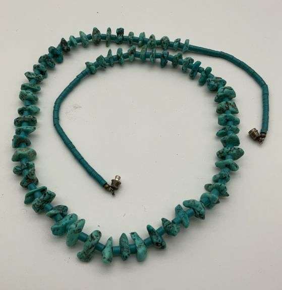 Turquoise Color Stone Necklace - 13 Inch Length image