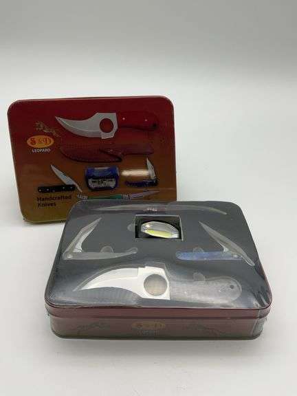 S&D Leopard Handcrafted Pocket Knife Set with Light image