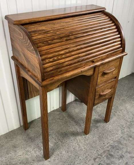 Vintage Oak Child's Roll Top Desk with Tambour front image