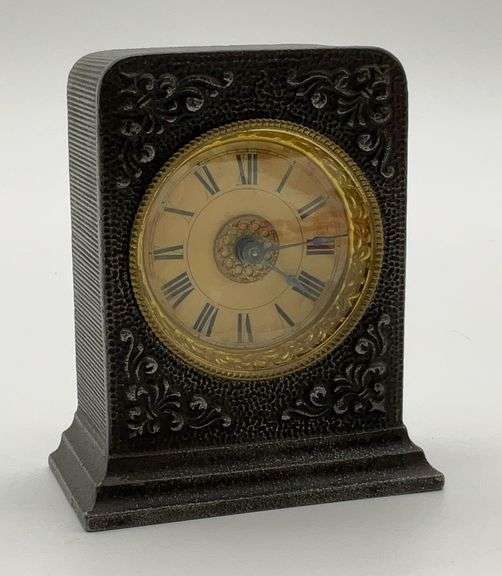 Ornate Metal Mantle Clock with Alarm image