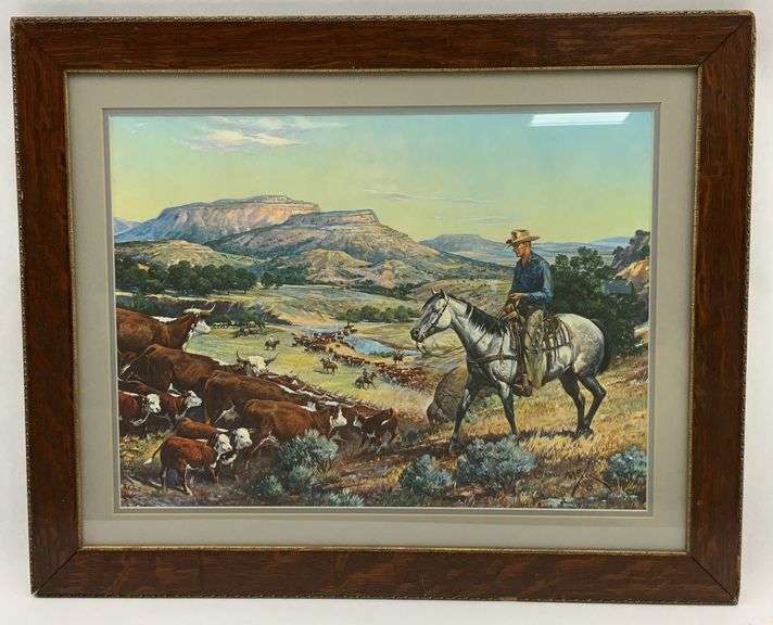 Orren Mixer 1960 Framed Print Cowboy Cattle Drive image