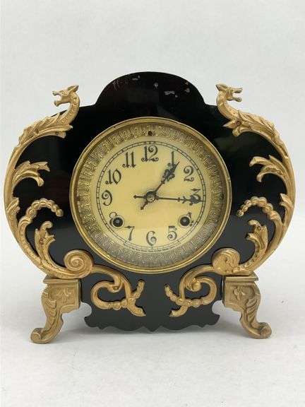 New Haven Black Marble Mantel Clock image