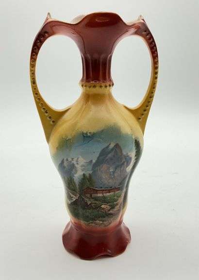 Germany Scenic Porcelain Vase with Handles image