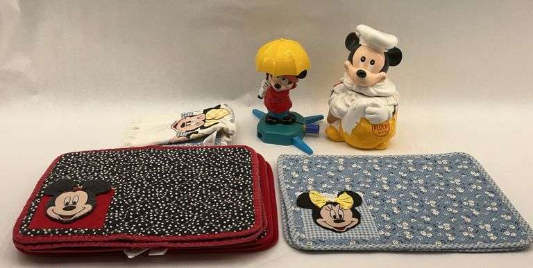 Mickey & Minnie Mouse Kitchen Decor: Placemats, Towel, Cookie Jar, and Toy image