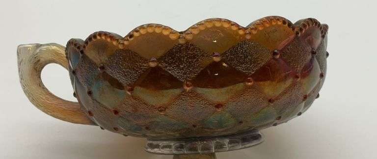 Carnival Glass Candy Dish with Handle image