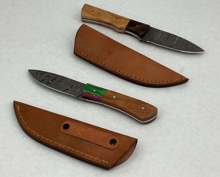 Pair of Handmade Damascus Steel Knives with Sheaths image