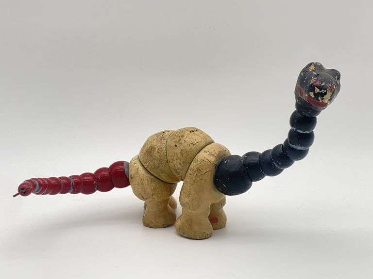1920s Wooden Articulated Dinosaur Toy image