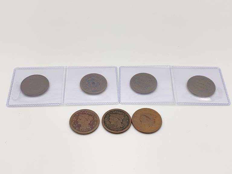 Liberty Head Large Cent Coin Collection - Seven Coins image