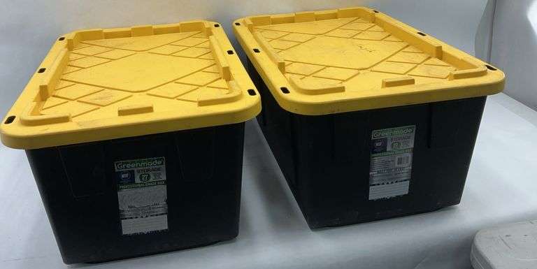 Set of 2 Greenmade 27 Gallon Storage Totes with Yellow Lids image