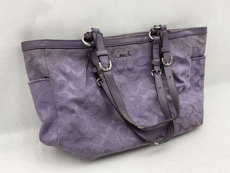 Coach F17725 Purple Signature Canvas Tote Bag image