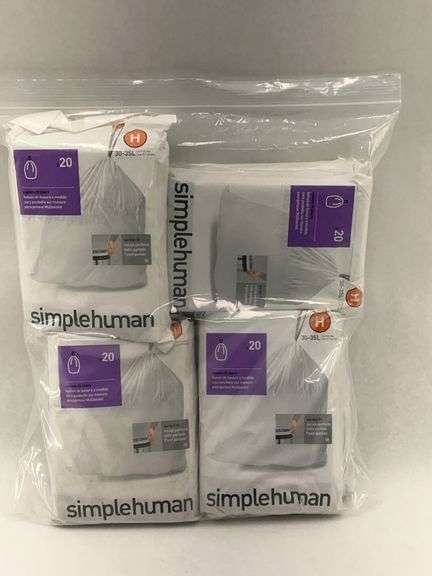 Simplehuman H Custom Fit trash can Liners, 8 Packs of 20, 8-9 Gallon image