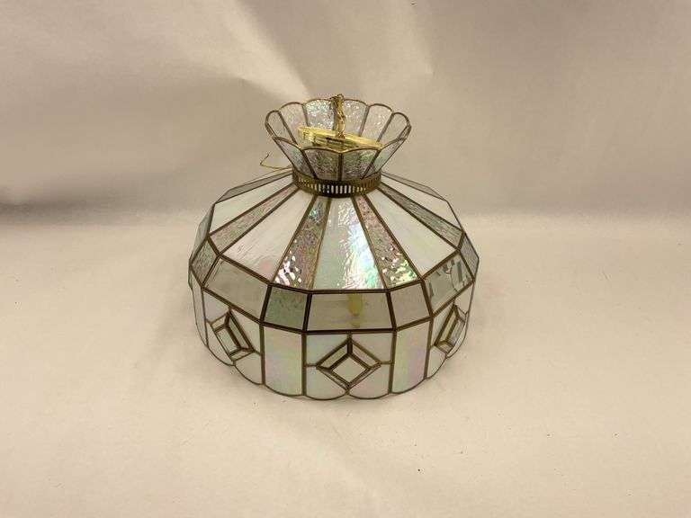 Iridescent Stained Glass Style Hanging Lamp image