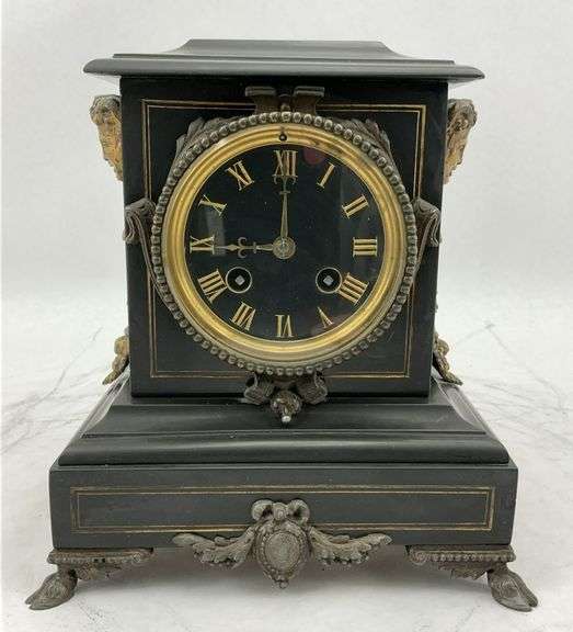 Antique Black Slate Mantel Clock image