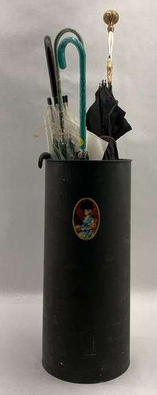 Umbrella Stand with Variety of Umbrellas image