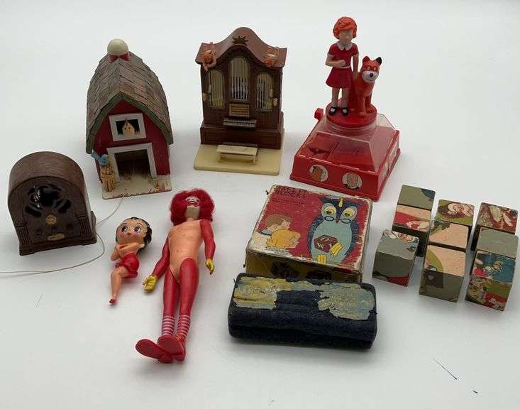 Collection of Music Boxes, Figures, and Other Toys image