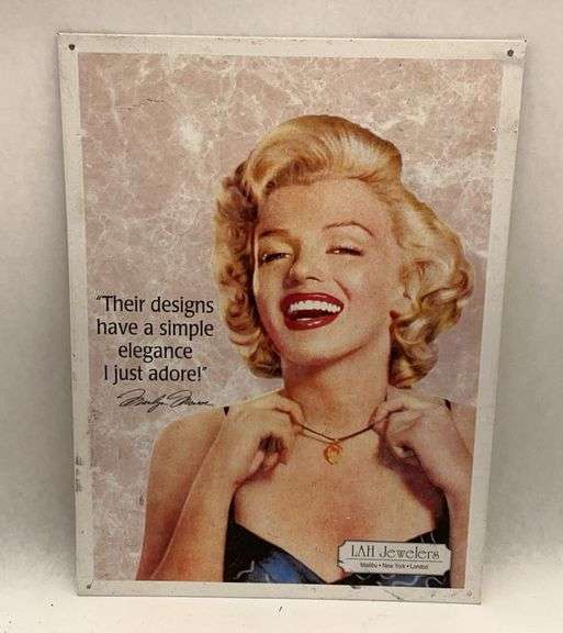 Marilyn Monroe LAH Jewelers Metal Advertising Sign image