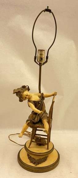Collection Francaise Girl on Chair Lamp - Made in USA image
