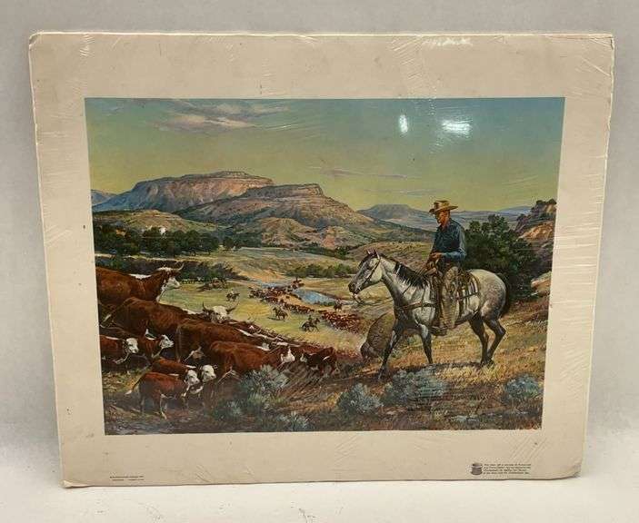 Orren Mixer "Moving the Herd" 1960 Ralston Purina Print 24x20 image