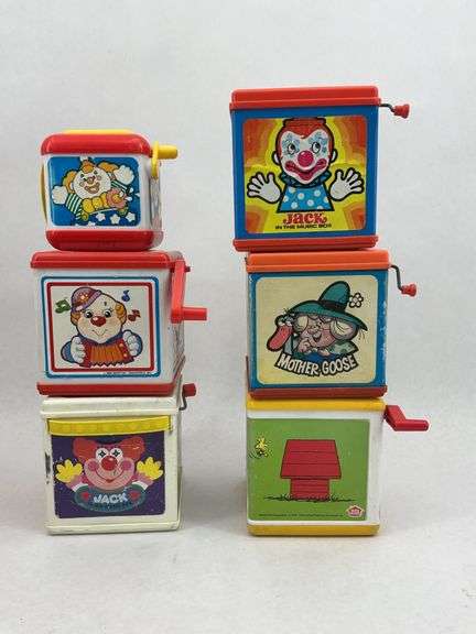 Lot of 6 Musical Jack in the Boxes Featuring Clowns and Snoopy image