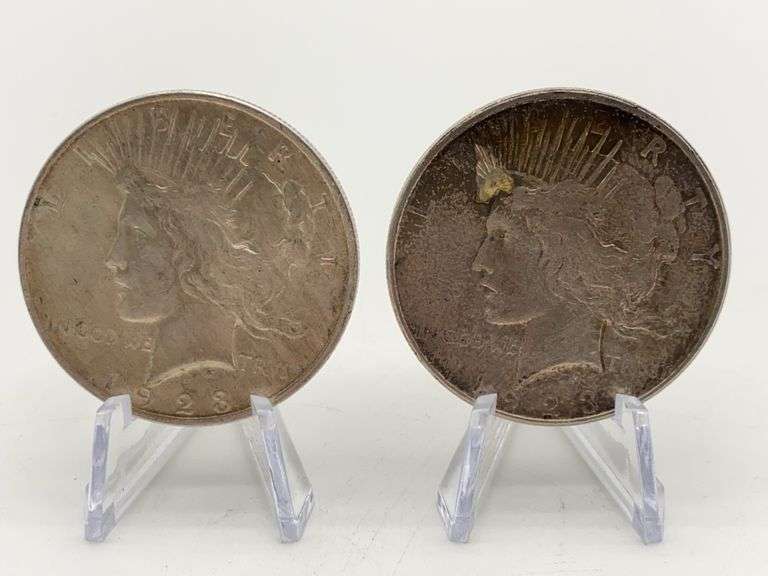 Two 1923 Peace Silver Dollars image