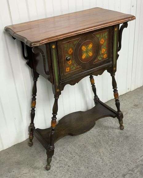Vintage1900sTobacco/Smoking Stand with Hand Painted Floral Decoration image