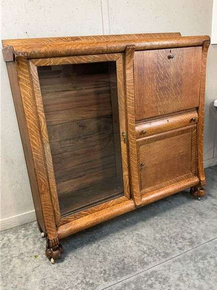 Antique Tiger Oak Side-by-Side Secretary Bookcase image