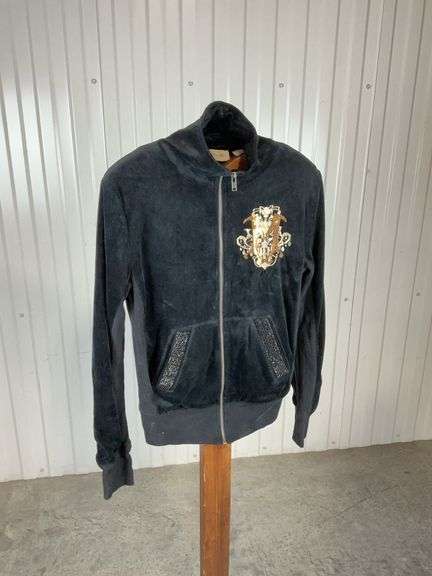 Miss Me Black Velour Zip Up Jacket - Size M image