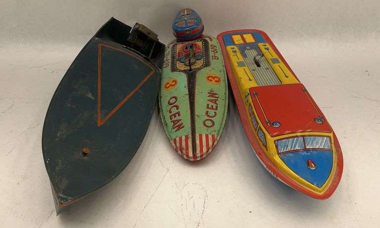 Collection of Three 1940s-1960s Tin Toy Boats image