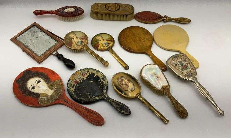 Assorted Decorative Vanity Mirrors and Brush Set image