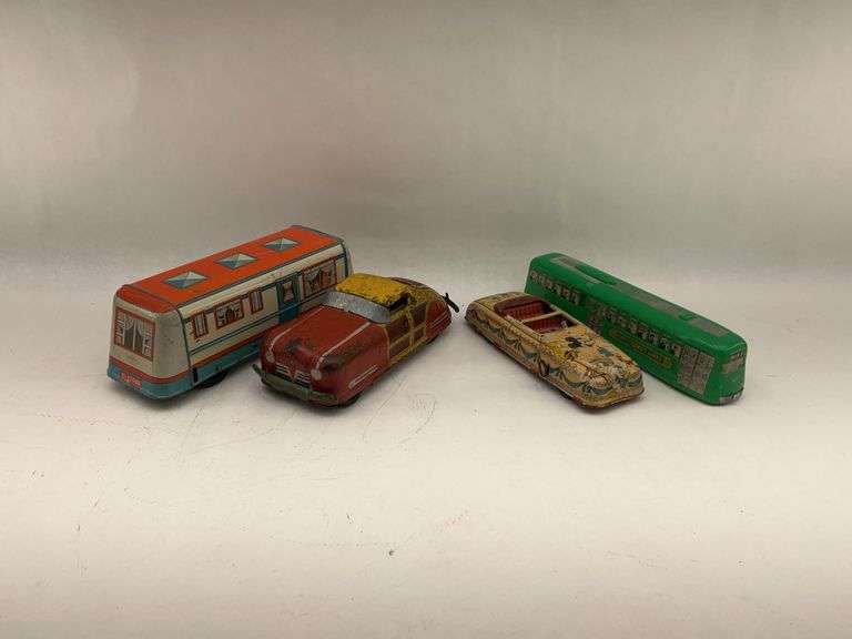 Group of 1940s-1950s Tin Lithograph Toy Vehicles image