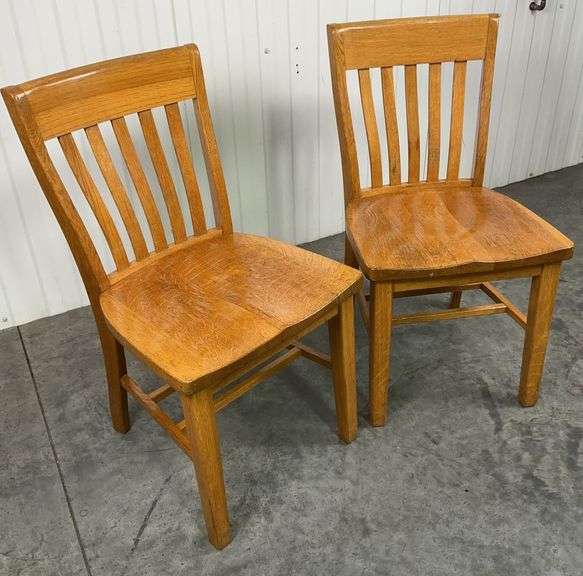 Solid Quarter sawn Oak Mission Style Dining Chairs - a pair image