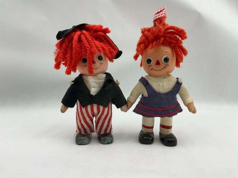 Pair of Royalty IND of Fla Inc. Raggedy Ann and Andy Dolls 1974 image
