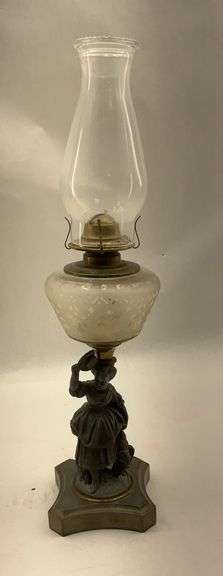 Figural Lamp with Glass Shade image