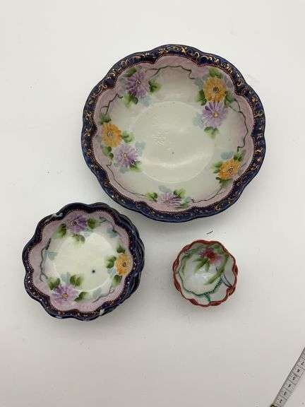 Hand Painted Porcelain Serving Bowls - Floral Design image