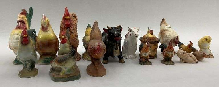 Assorted Chicken and Cow Figurines (Lot of 15) image