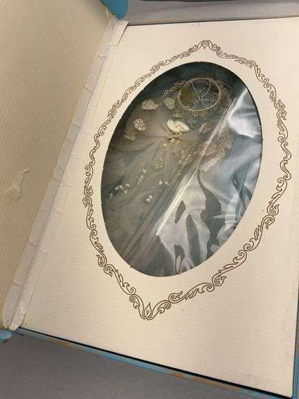 Beautiful Vintage Wedding Gown, Veil, and Little Girl's Dress Set in Original Box image