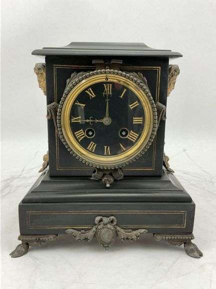 Antique Black Slate Mantel Clock image