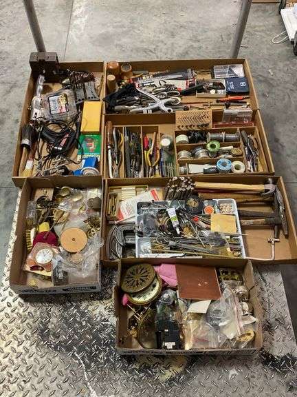 Massive lot of clock repair parts and tools image