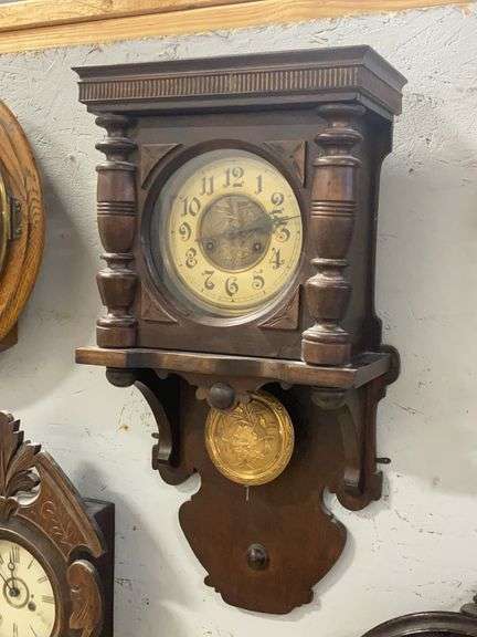 Vintage Architectural Wall Clock with Pendulum image