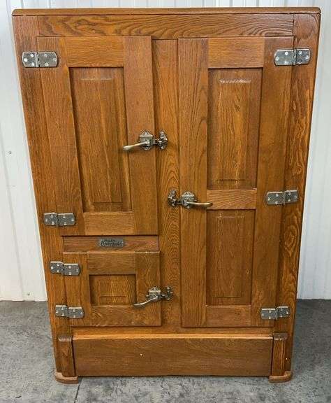 Antique Hall's Evenkold Oak Ice Box image
