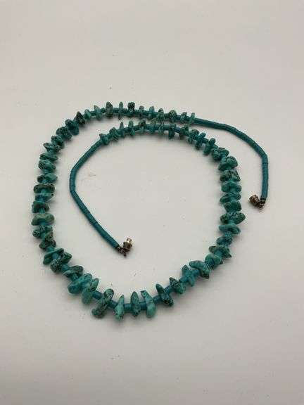 Turquoise Color Stone Necklace - 13 Inch Length image