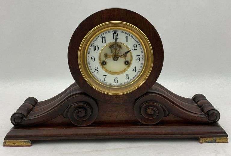 Waterbury Clock Co. Wood Tambour Mantel Clock image