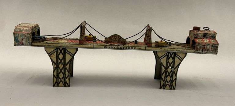 Louis Marx Busy Bridge Tin Litho Mechanical Toy image