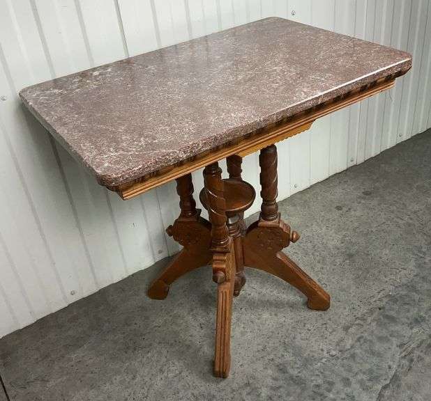 Victorian Eastlake Marble-top Parlor Table - ca 1800s image