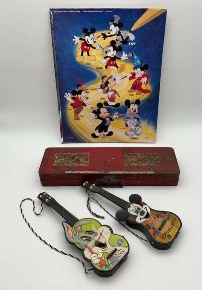 Disney Mickey Mouse Evolution Poster, Climax Tool Chest, and Mattel Toy Guitars image