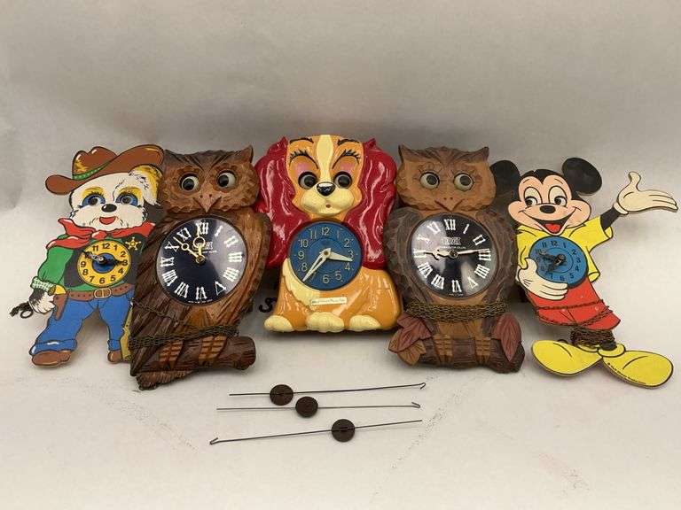 Group of Novelty Clocks - Disney and Tezuka Owl image